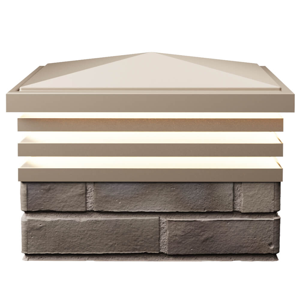 Колпак Zking Бона ХайТек Бежевый на столб 1.5х1.5 кирпича (385х385мм) с подсветкой в Кишиневе фото