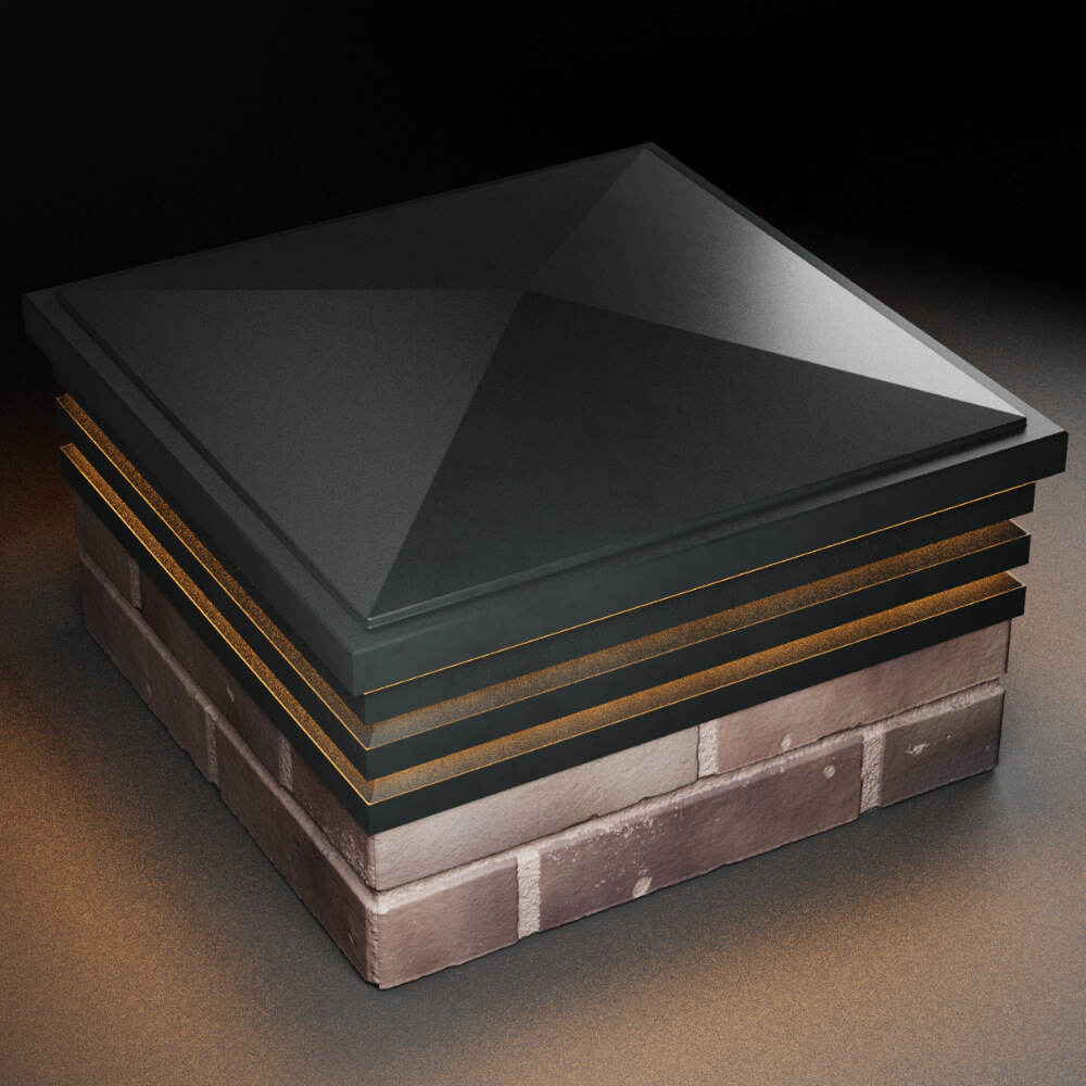 Колпак Zking Бона ХайТек Черный на столб 2х2 кирпича (513х513мм) с подсветкой в Кишиневе фото