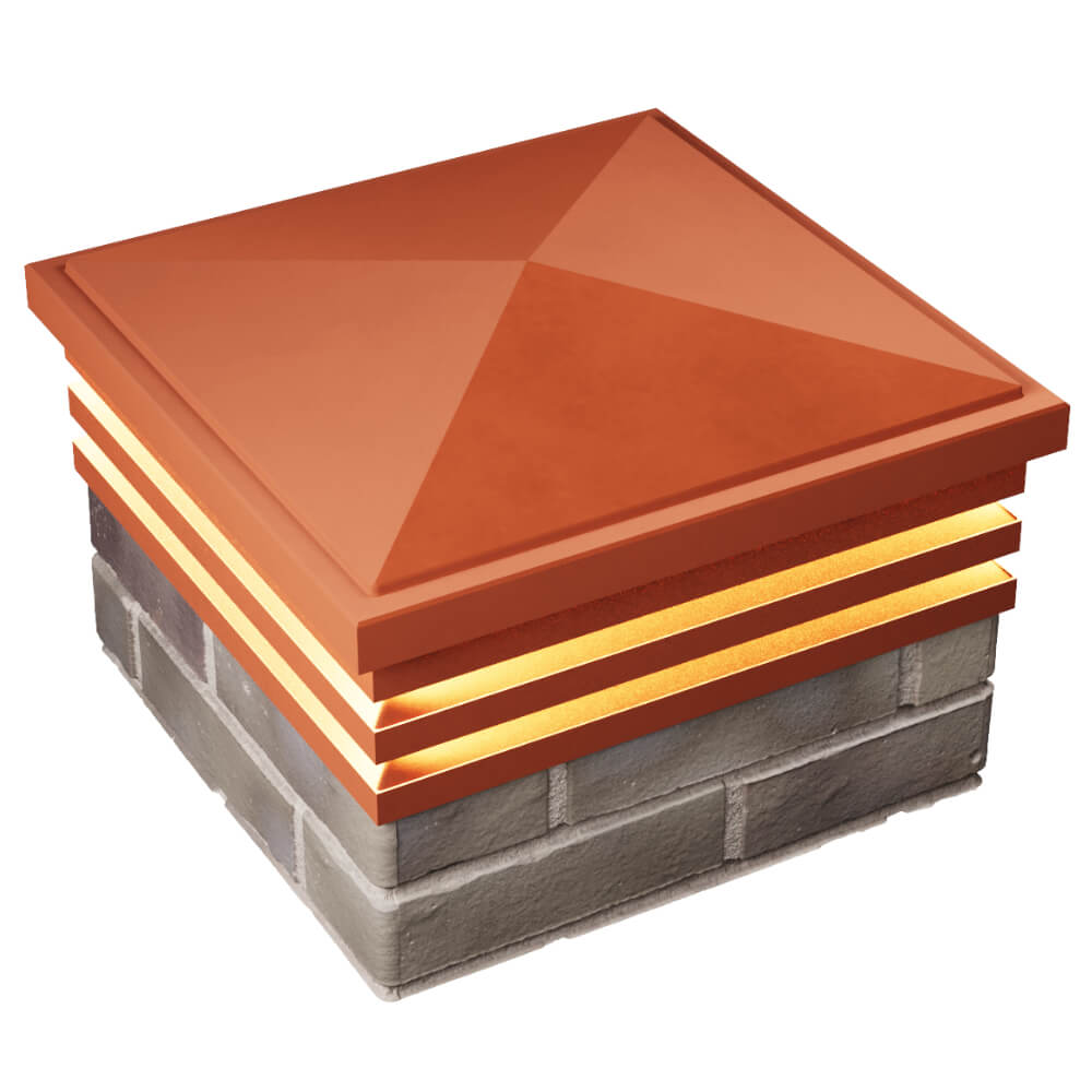 Колпак Zking Бона ХайТек Красный на столб 1.5х1.5 кирпича (385х385мм) с подсветкой в Кишиневе фото