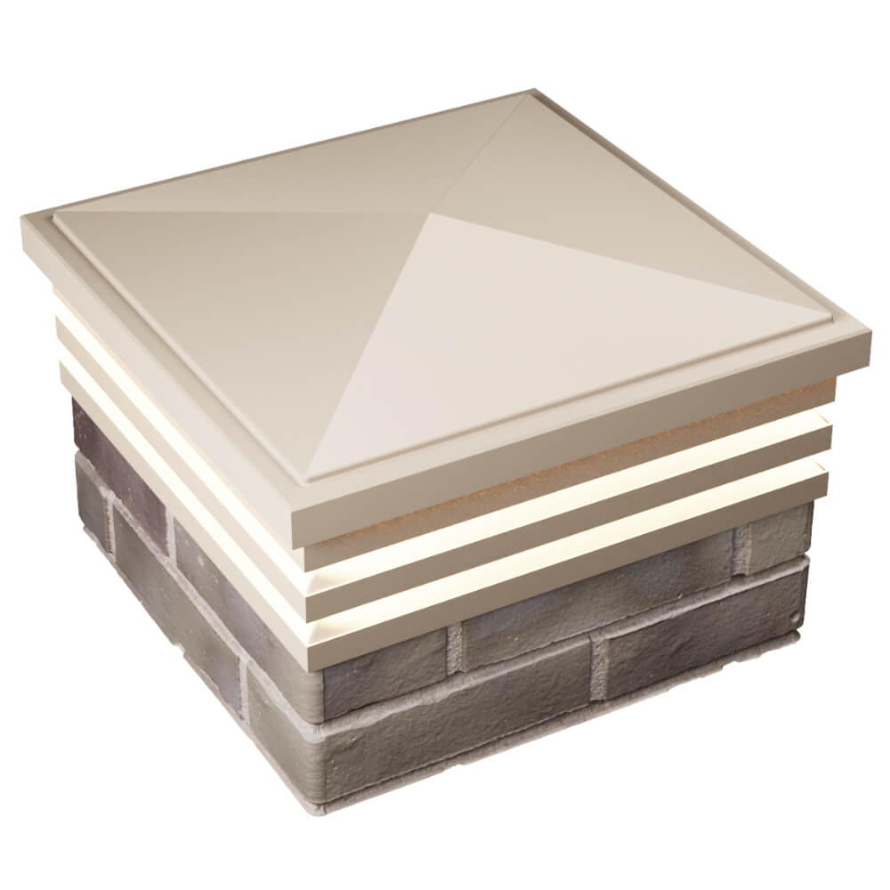 Колпак Zking Бона ХайТек Бежевый на столб 1.5х1.5 кирпича (385х385мм) с подсветкой в Кишиневе фото