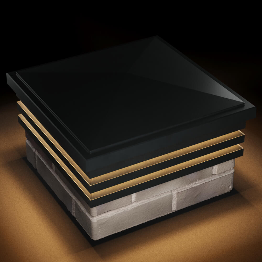 Колпак Zking Бона ХайТек Черный на столб 1.5х1.5 кирпича (385х385мм) с подсветкой в Кишиневе фото