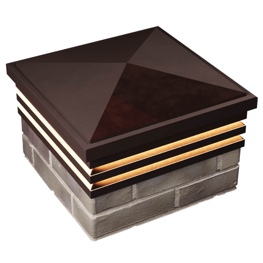 Колпак Zking Бона ХайТек Коричневый на столб 1.5х1.5 кирпича (385х385мм) с подсветкой в Кишиневе фото