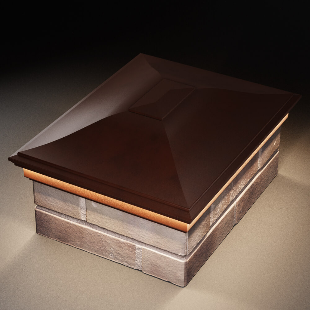 Колпак Zking Монблан Коричневый на столб 2х1.5 кирпича (515х385мм) c подсветкой в Кишиневе фото