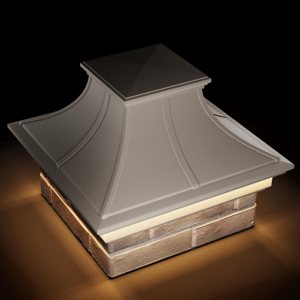 Колпак Zking Монблан Премиум Бежевый на столб 1.5х1.5 кирпича (385х385мм) с подсветкой в Кишиневе фото