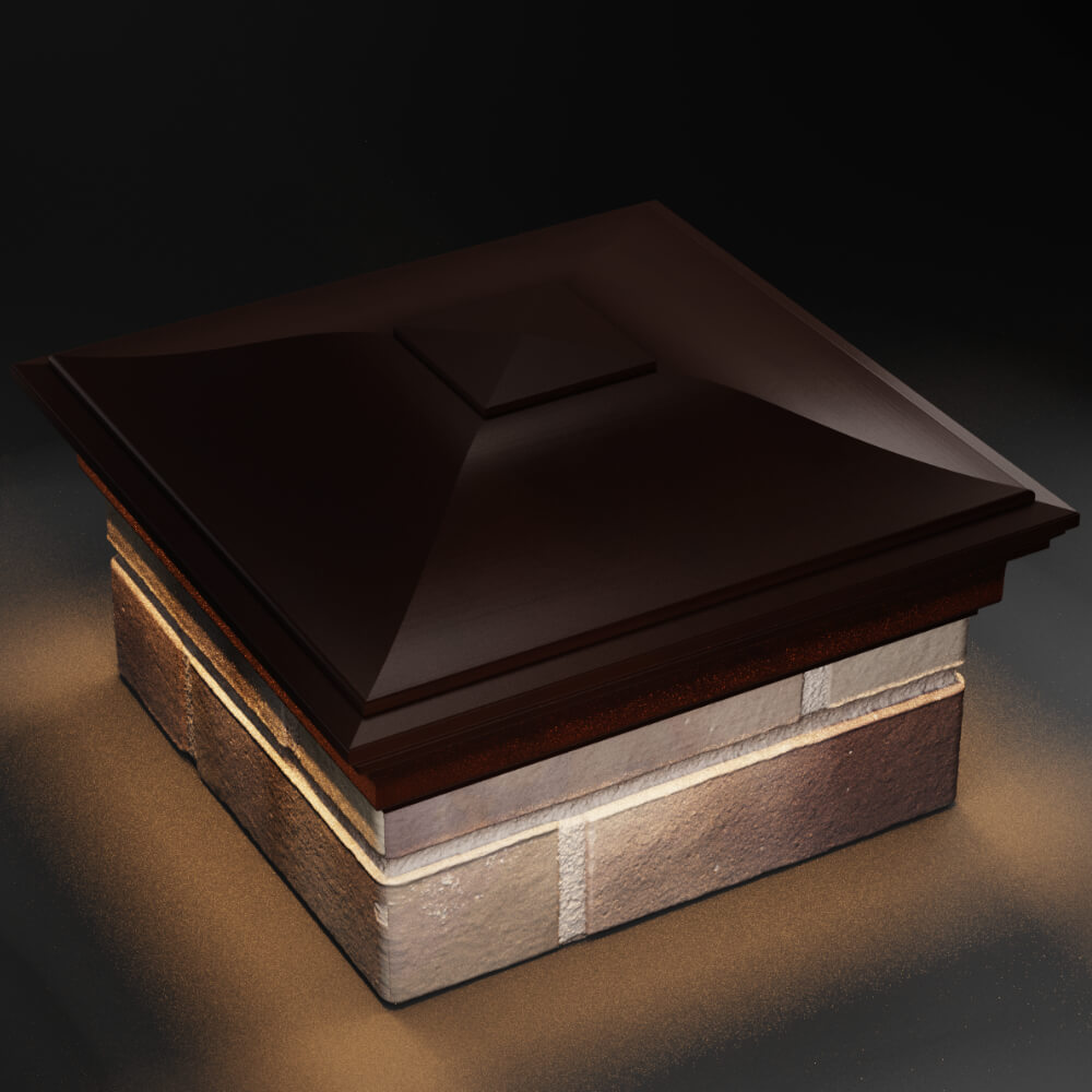 Колпак Zking Монблан Коричневый на столб 1.5х1.5 кирпича (385х385мм) с подсветкой в Кишиневе фото