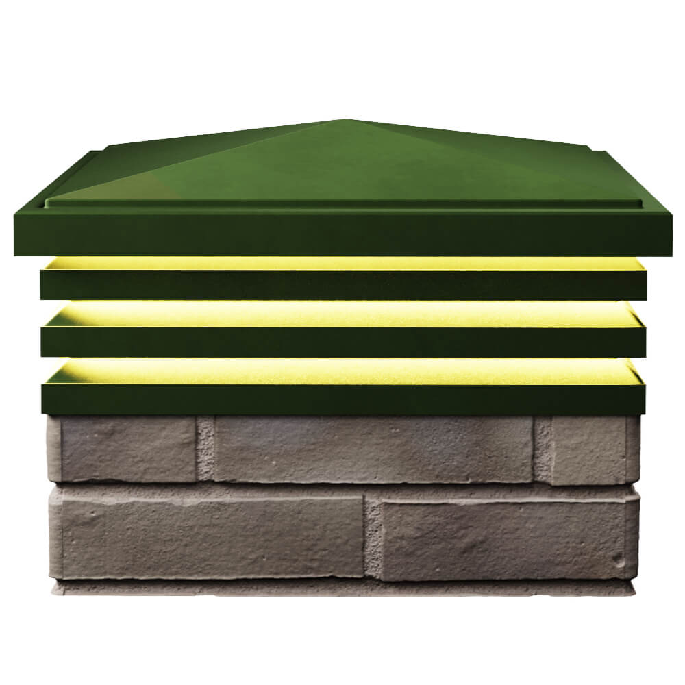 Колпак Zking Бона ХайТек Зеленый на столб 1.5х1.5 кирпича (385х385мм) с подсветкой в Кишиневе фото