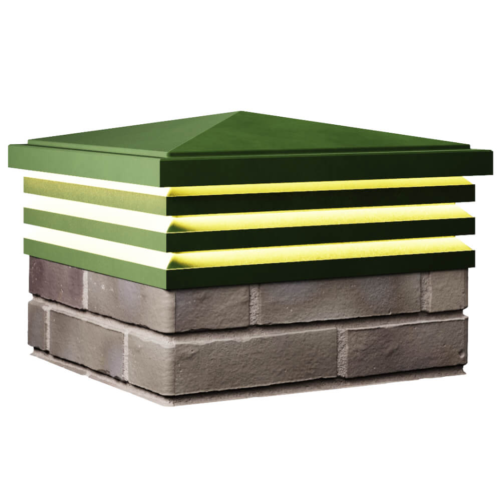 Колпак Zking Бона ХайТек Зеленый на столб 1.5х1.5 кирпича (385х385мм) с подсветкой в Кишиневе фото