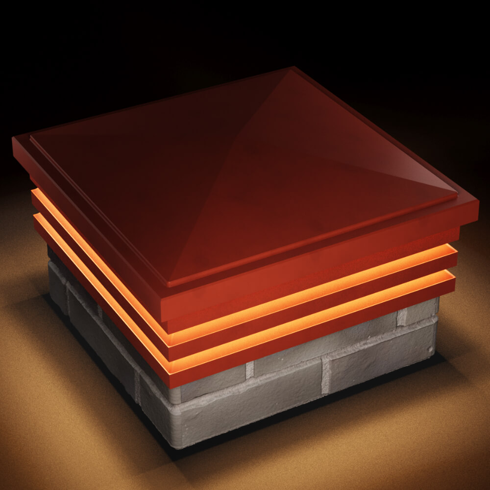 Колпак Zking Бона ХайТек Красный на столб 1.5х1.5 кирпича (385х385мм) с подсветкой в Кишиневе фото