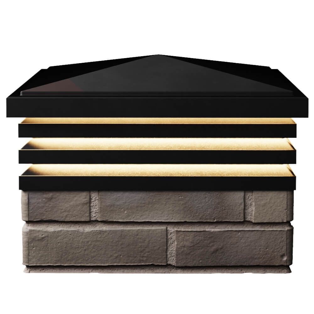 Колпак Zking Бона ХайТек Черный на столб 1.5х1.5 кирпича (385х385мм) с подсветкой в Кишиневе фото