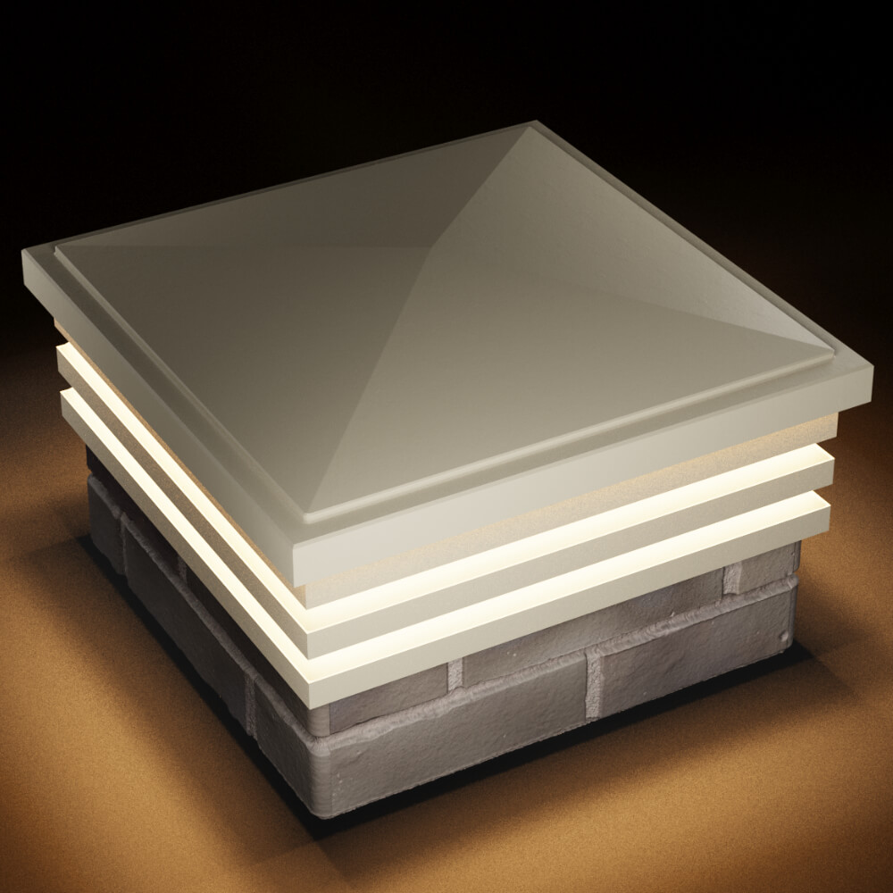 Колпак Zking Бона ХайТек Бежевый на столб 1.5х1.5 кирпича (385х385мм) с подсветкой в Кишиневе фото