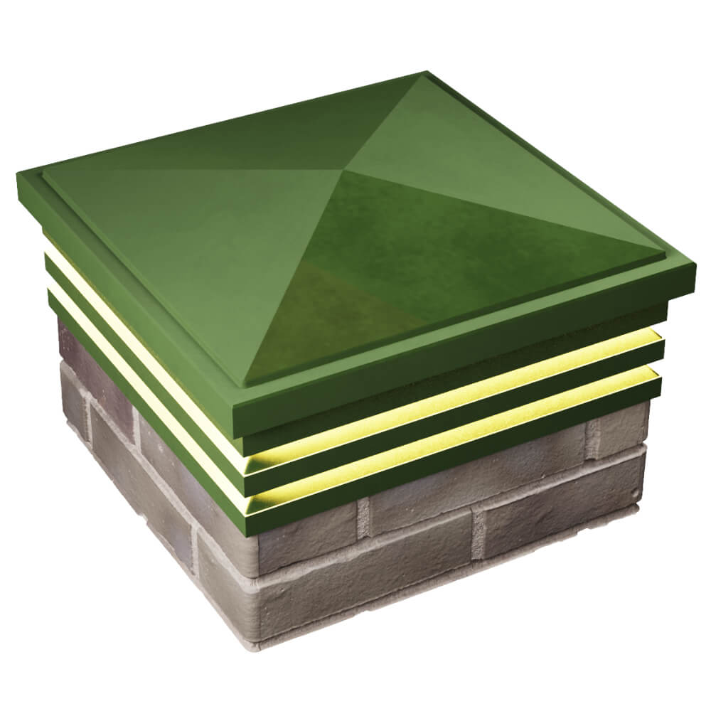 Колпак Zking Бона ХайТек Зеленый на столб 1.5х1.5 кирпича (385х385мм) с подсветкой в Кишиневе фото