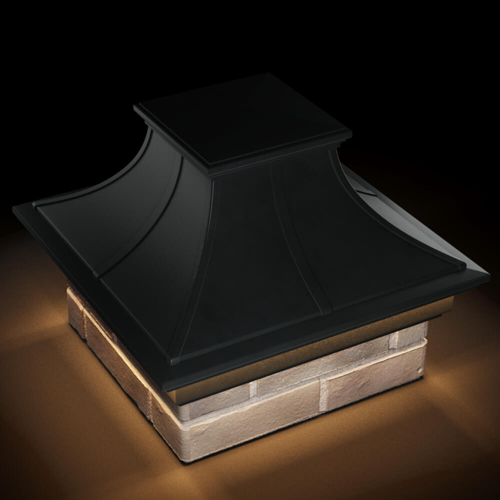 Колпак Zking Монблан Премиум Черный на столб 1.5х1.5 кирпича (385х385мм) с подсветкой в Кишиневе фото
