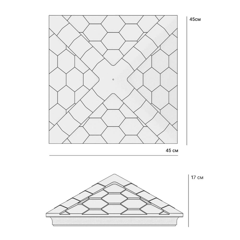 Колпак Zking Эверест Серый на столб 1.5х1.5 кирпича (390х390мм) в Кишиневе фото