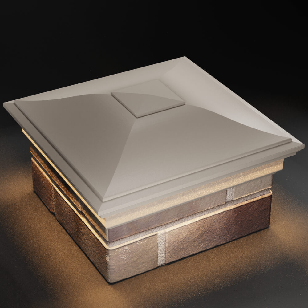 Колпак Zking Монблан Бежевый на столб 1.5х1.5 кирпича (385х385мм) с подсветкой в Кишиневе фото