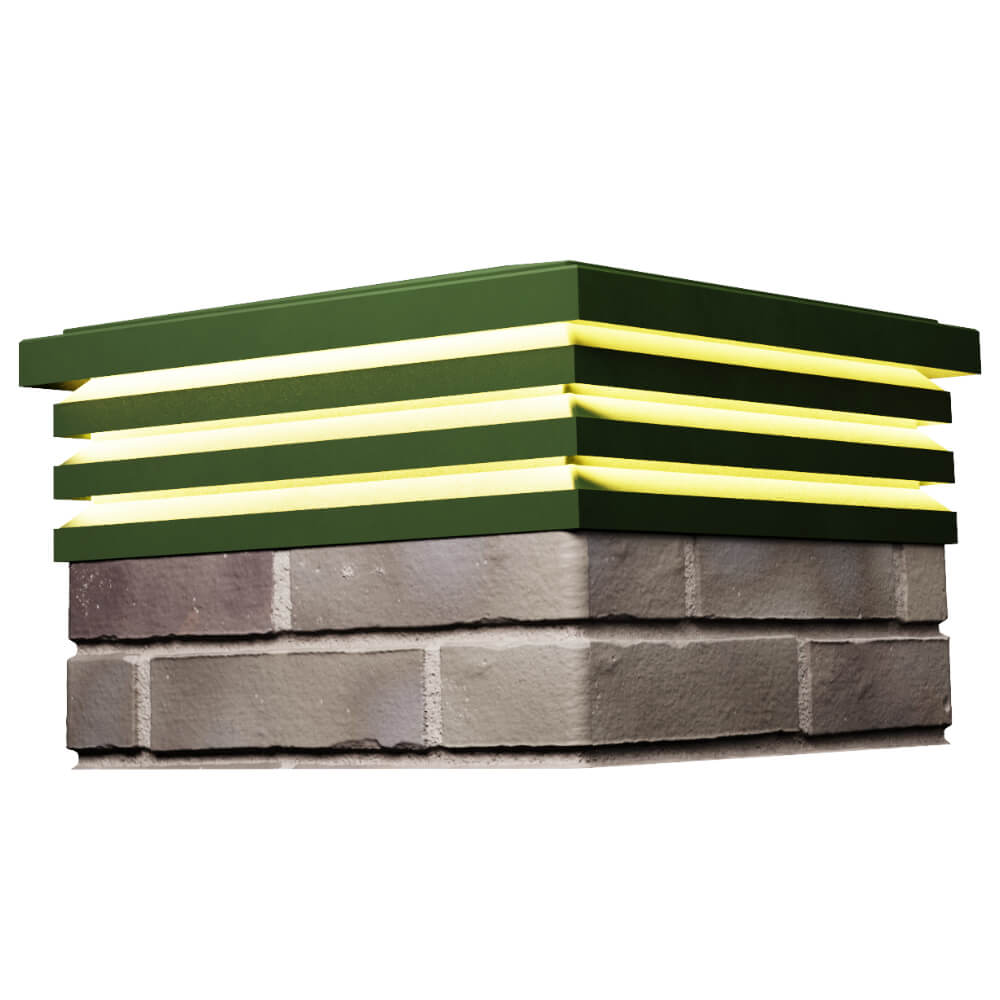 Колпак Zking Бона ХайТек Зеленый на столб 1.5х1.5 кирпича (385х385мм) с подсветкой в Кишиневе фото