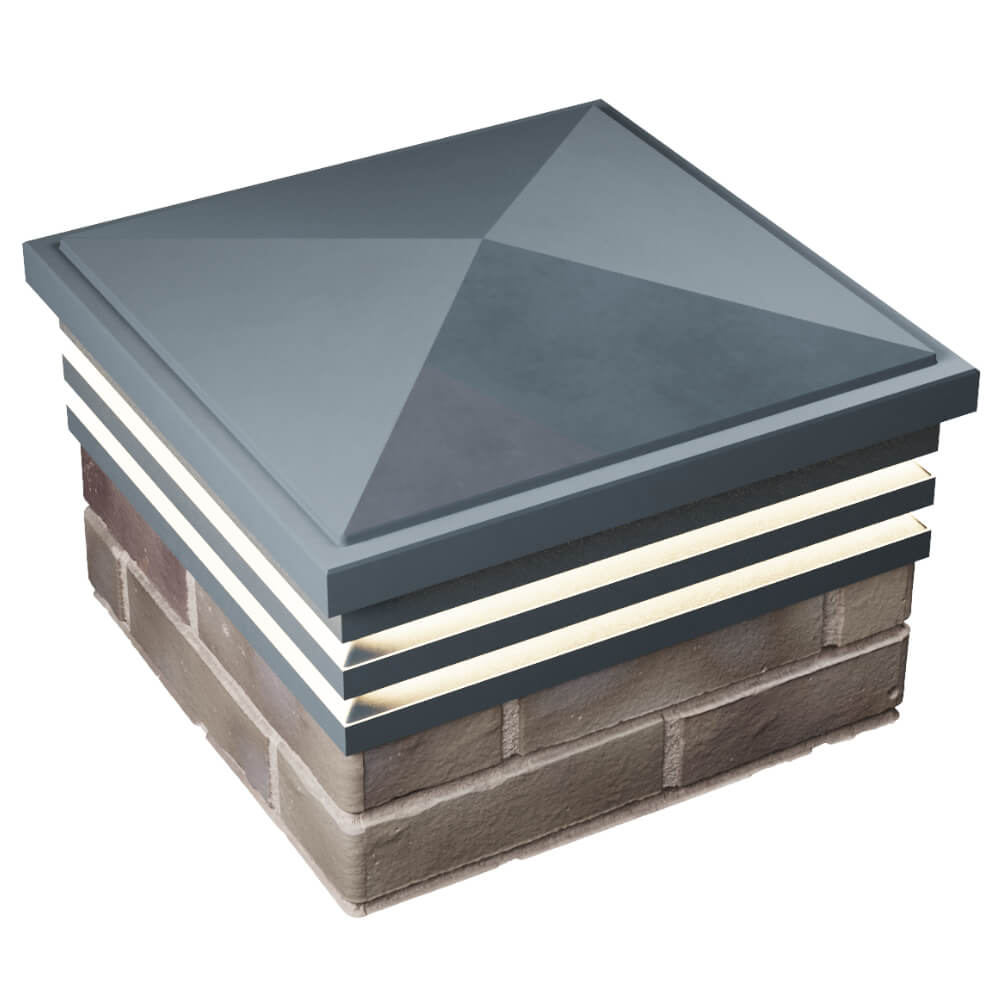 Колпак Zking Бона ХайТек Серый на столб 1.5х1.5 кирпича (385х385мм) с подсветкой в Кишиневе фото