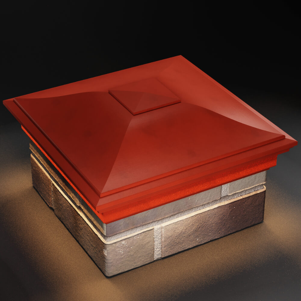 Колпак Zking Монблан Красный на столб 1.5х1.5 кирпича (385х385мм) с подсветкой в Кишиневе фото