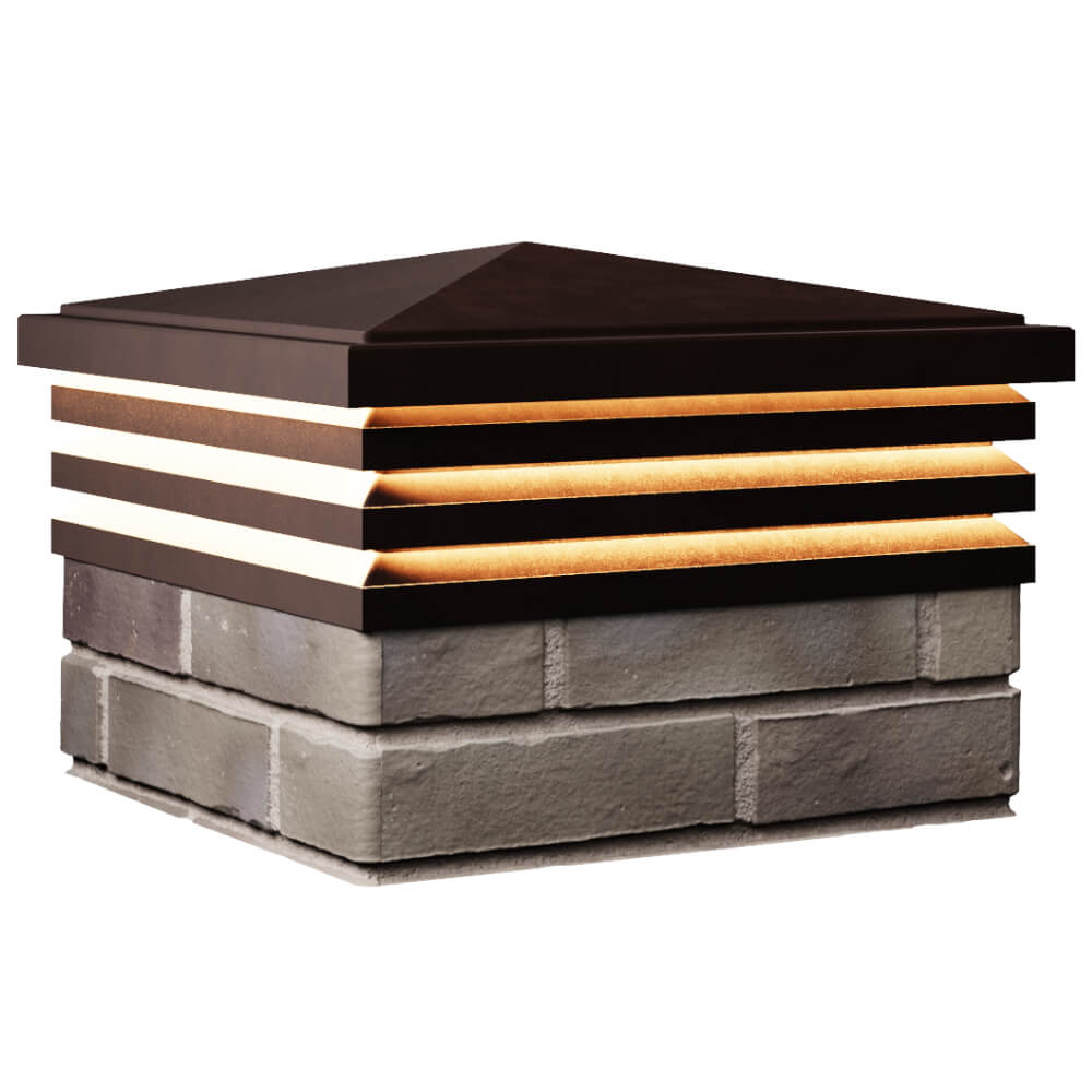 Колпак Zking Бона ХайТек Коричневый на столб 1.5х1.5 кирпича (385х385мм) с подсветкой в Кишиневе фото