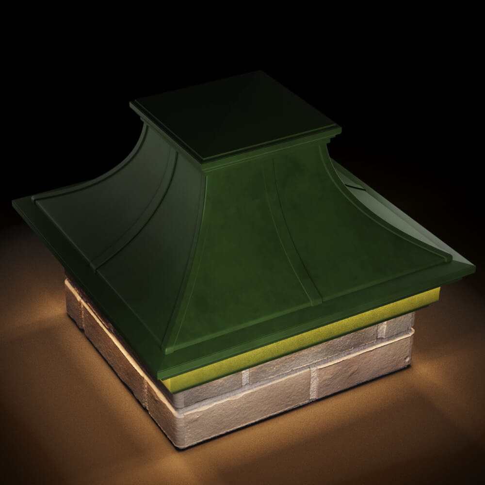 Колпак Zking Монблан Премиум Зеленый на столб 1.5х1.5 кирпича (385х385мм) с подсветкой в Кишиневе фото