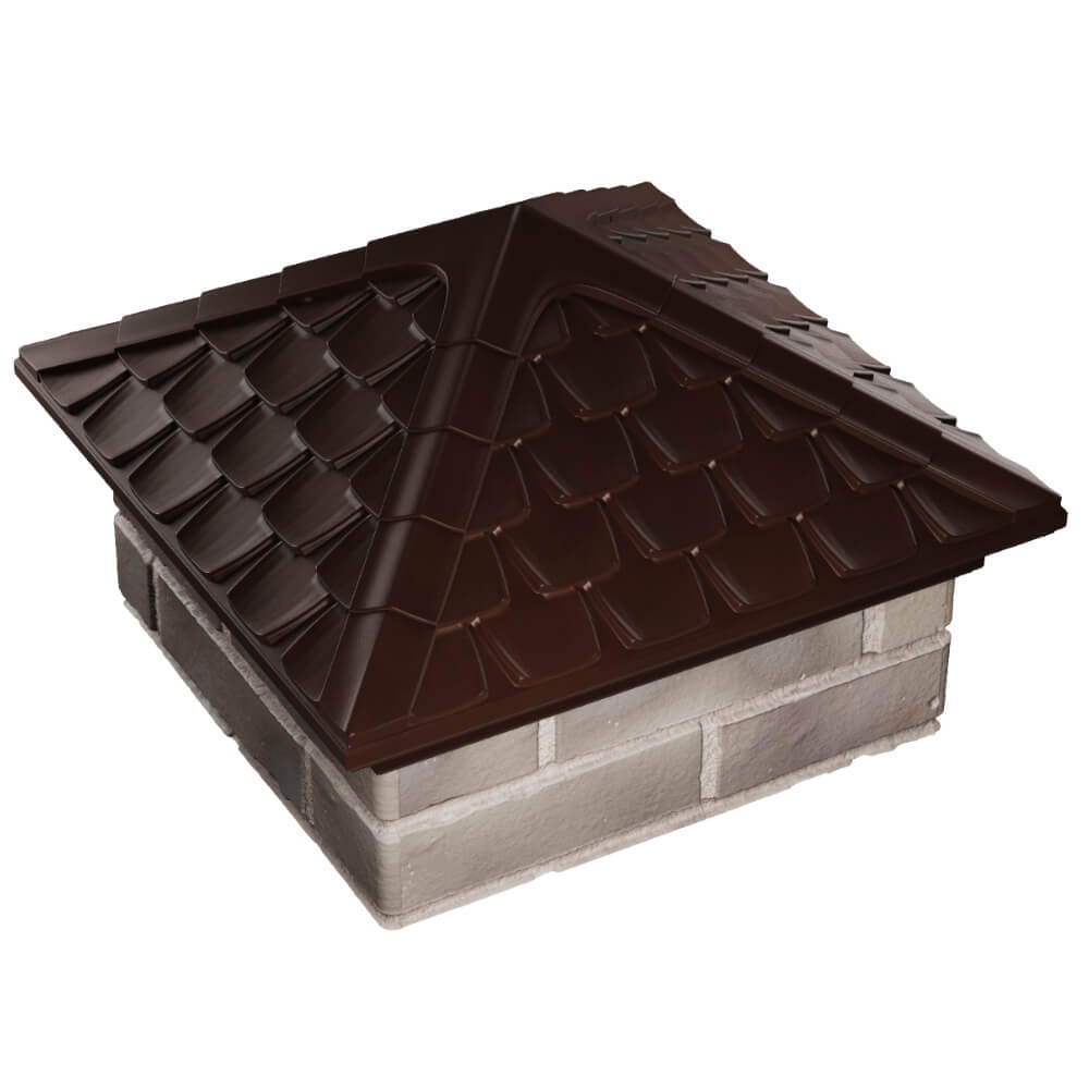 Колпак Zking Эльбрус Коричневый на столб 1.5х1.5 кирпича (385х385мм) в Кишиневе фото