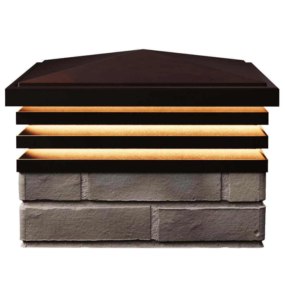 Колпак Zking Бона ХайТек Коричневый на столб 1.5х1.5 кирпича (385х385мм) с подсветкой в Кишиневе фото